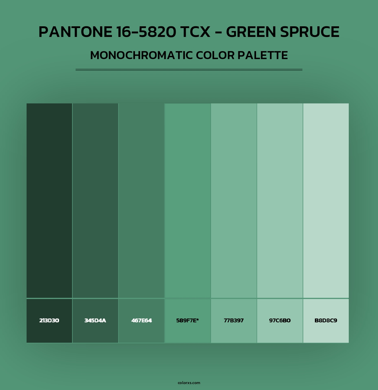 PANTONE 16-5820 TCX - Green Spruce - Monochromatic Color Palette