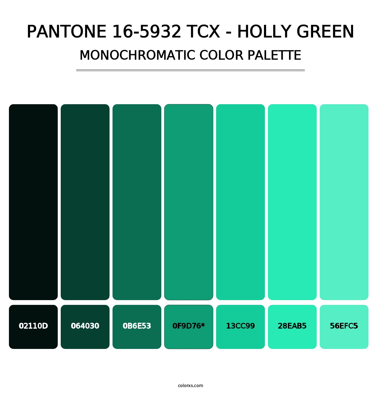 PANTONE 16-5932 TCX - Holly Green - Monochromatic Color Palette