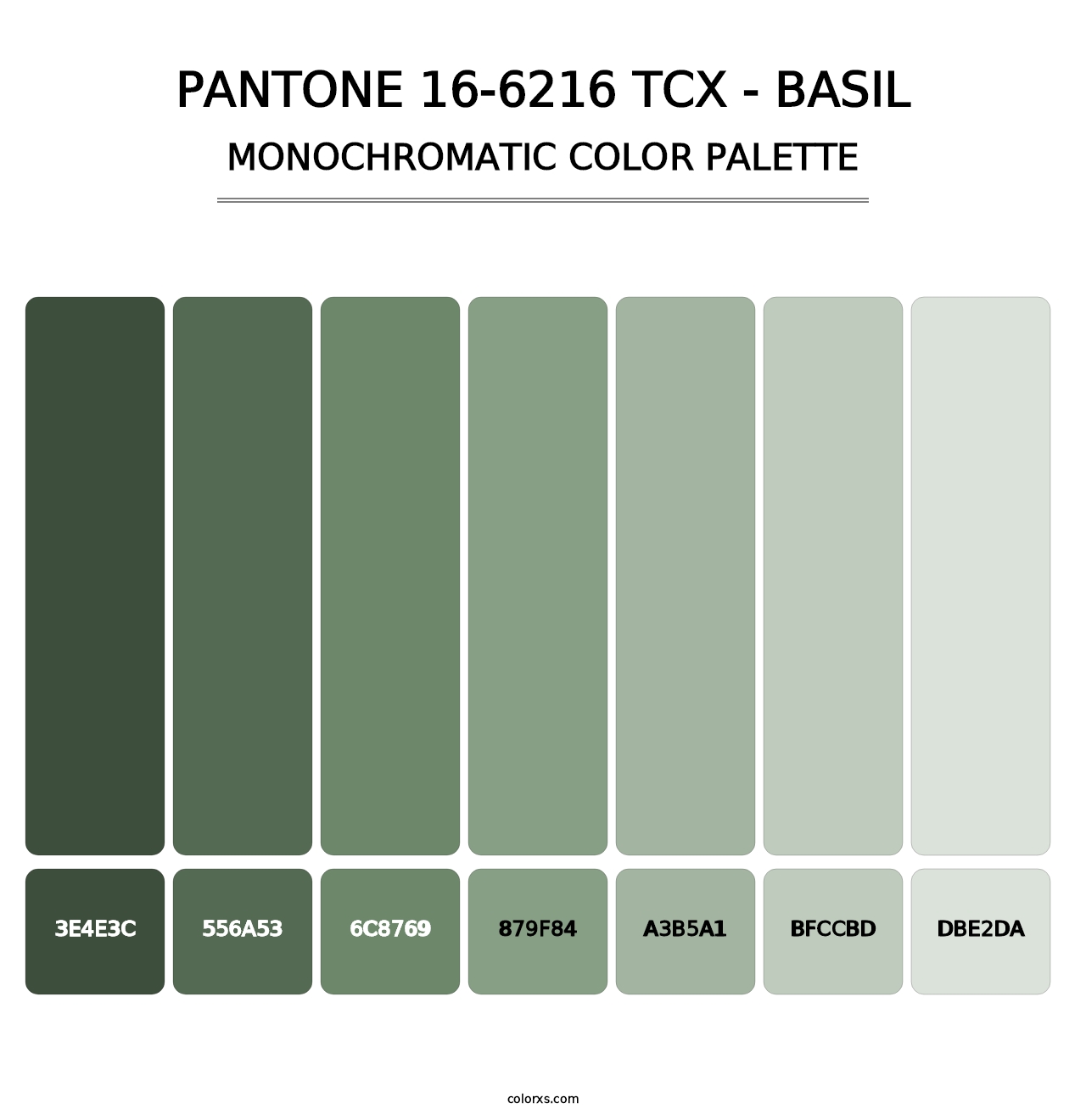 PANTONE 16-6216 TCX - Basil - Monochromatic Color Palette