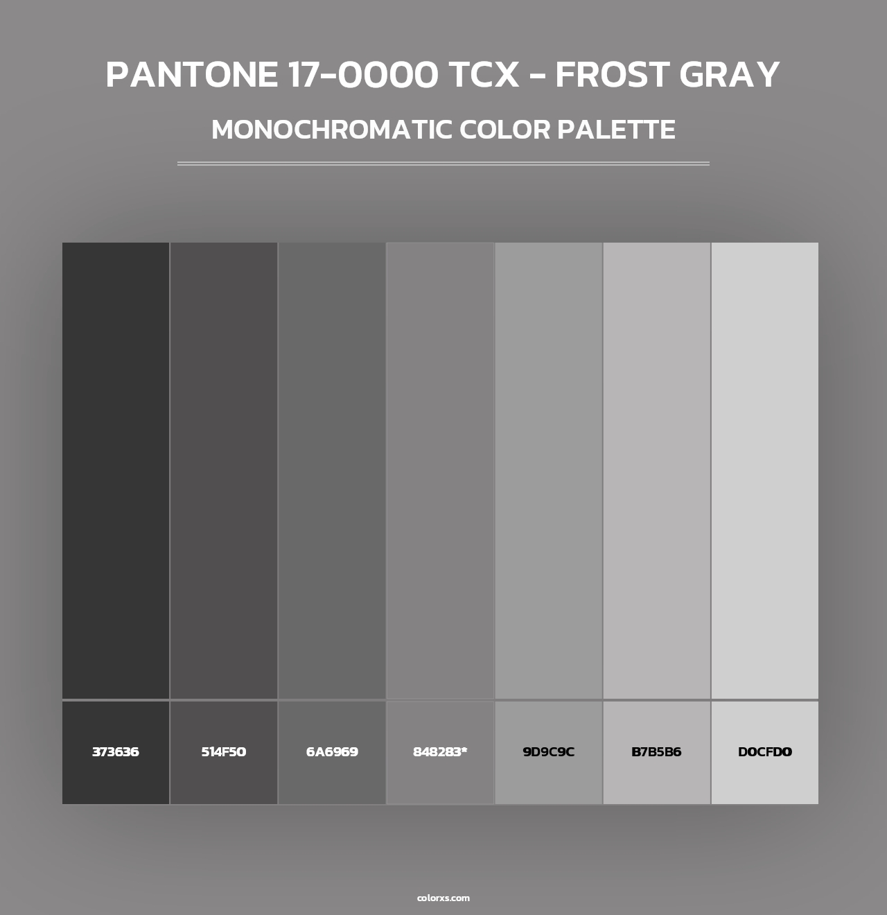 PANTONE 17-0000 TCX - Frost Gray - Monochromatic Color Palette