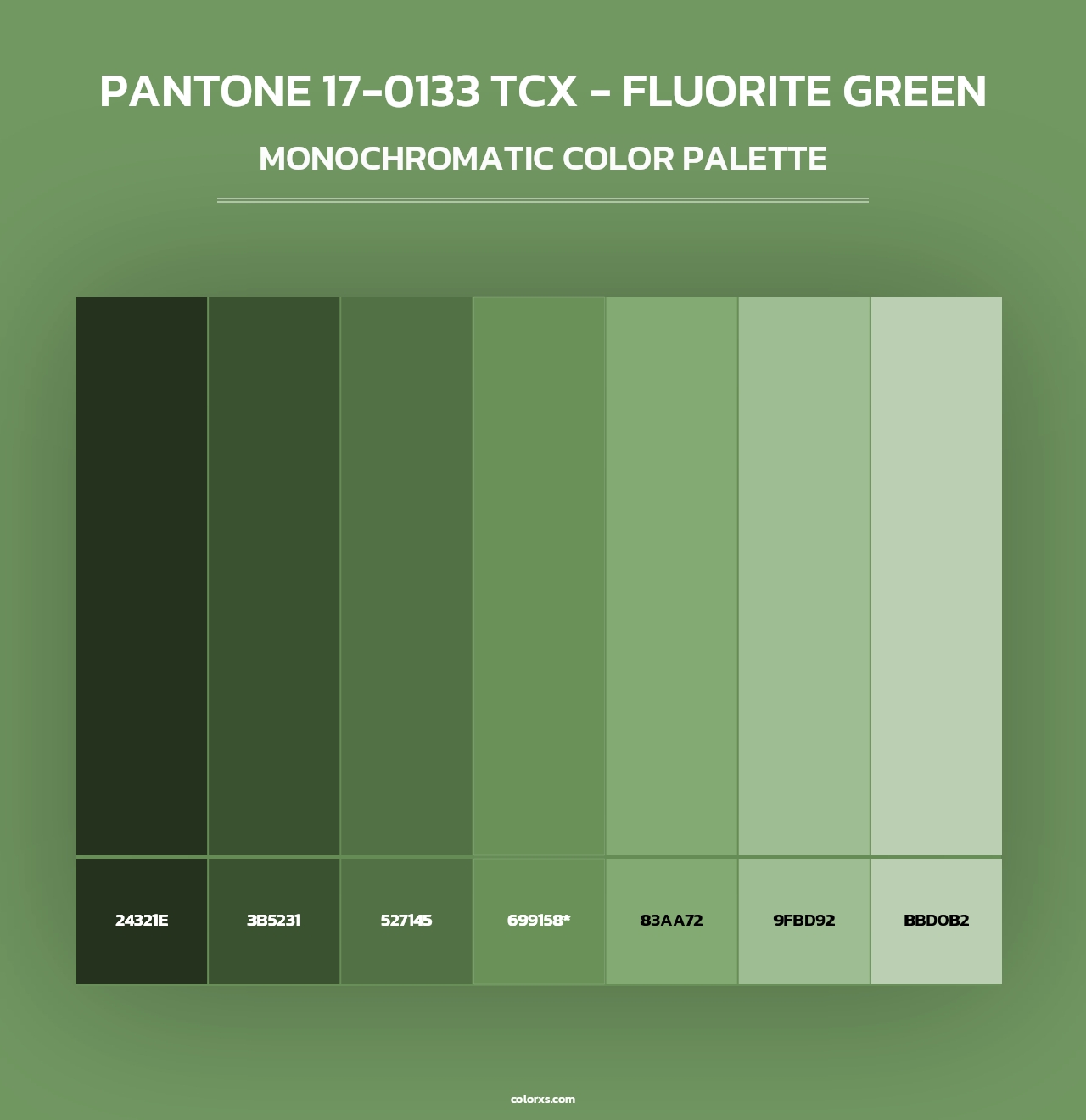 PANTONE 17-0133 TCX - Fluorite Green - Monochromatic Color Palette