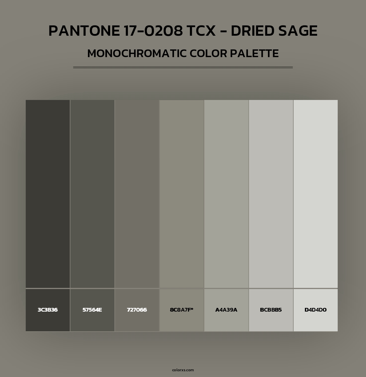 PANTONE 17-0208 TCX - Dried Sage - Monochromatic Color Palette