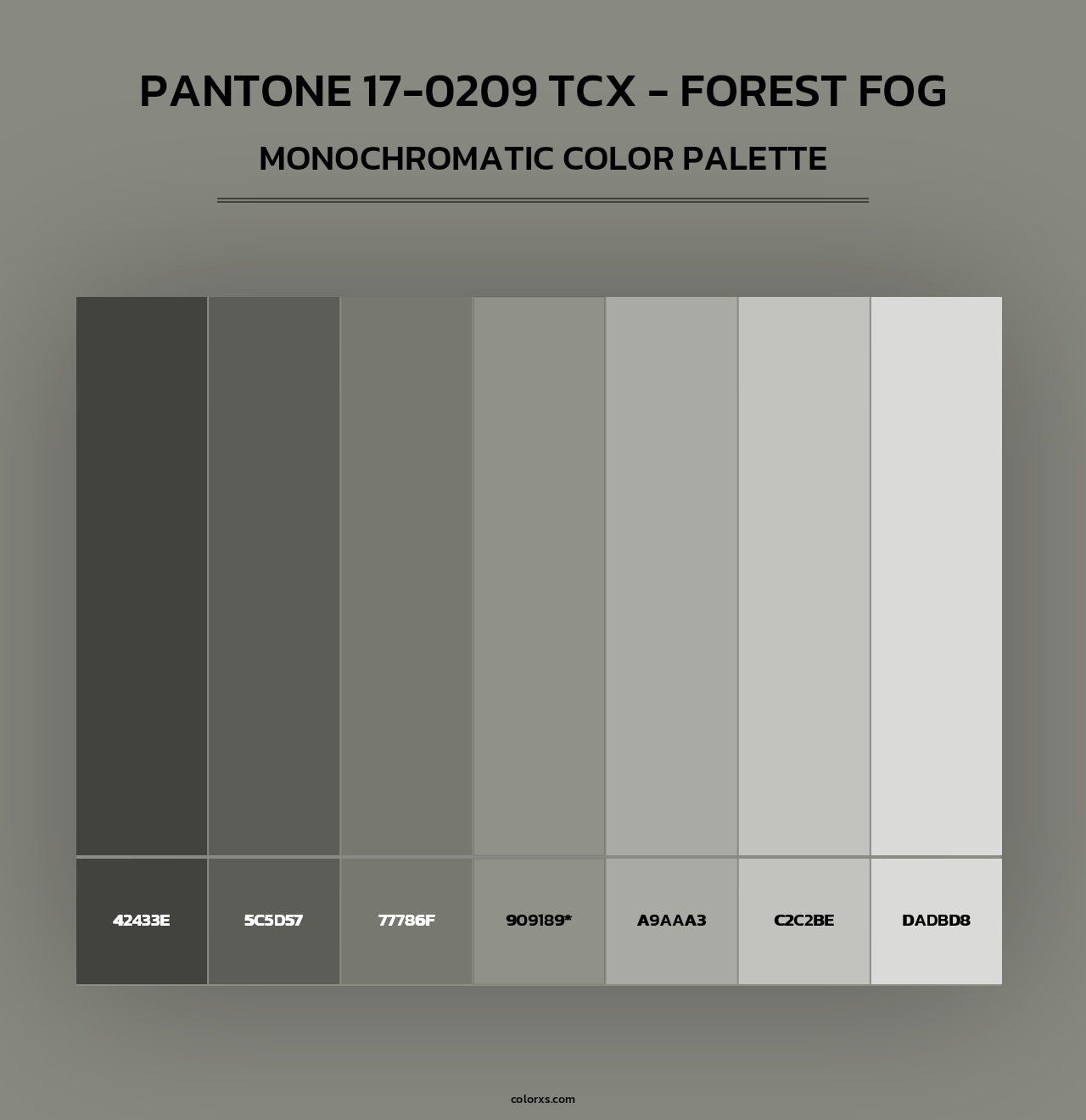 PANTONE 17-0209 TCX - Forest Fog - Monochromatic Color Palette
