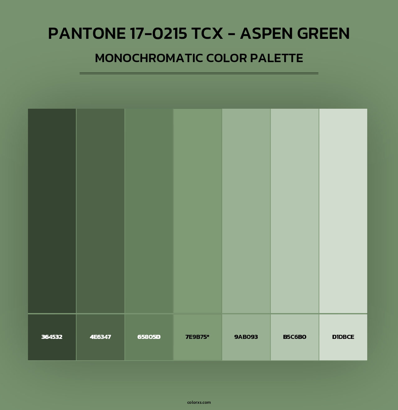 PANTONE 17-0215 TCX - Aspen Green - Monochromatic Color Palette