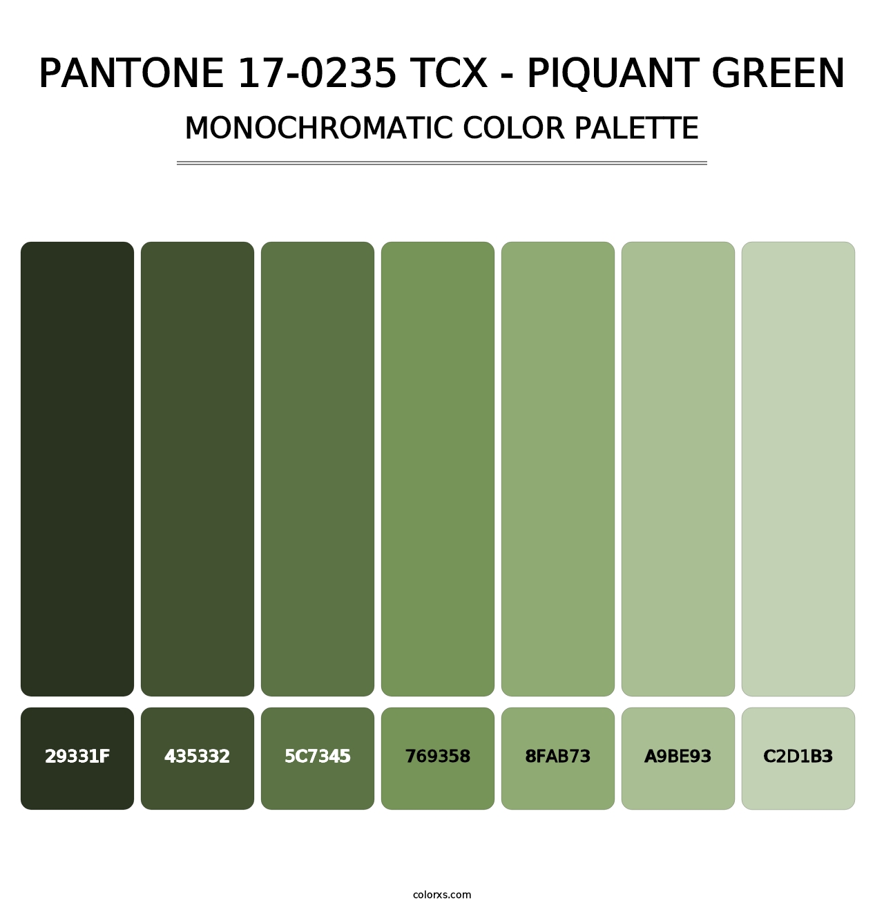 PANTONE 17-0235 TCX - Piquant Green - Monochromatic Color Palette