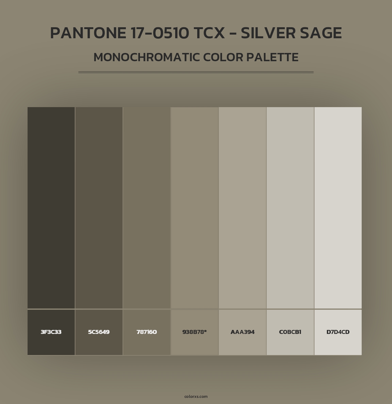 PANTONE 17-0510 TCX - Silver Sage - Monochromatic Color Palette