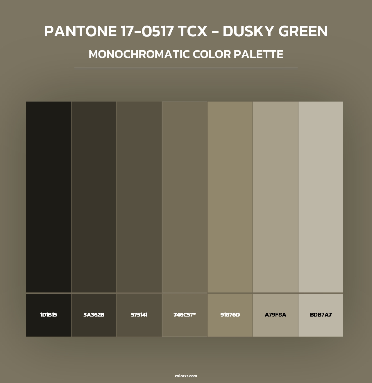 PANTONE 17-0517 TCX - Dusky Green - Monochromatic Color Palette