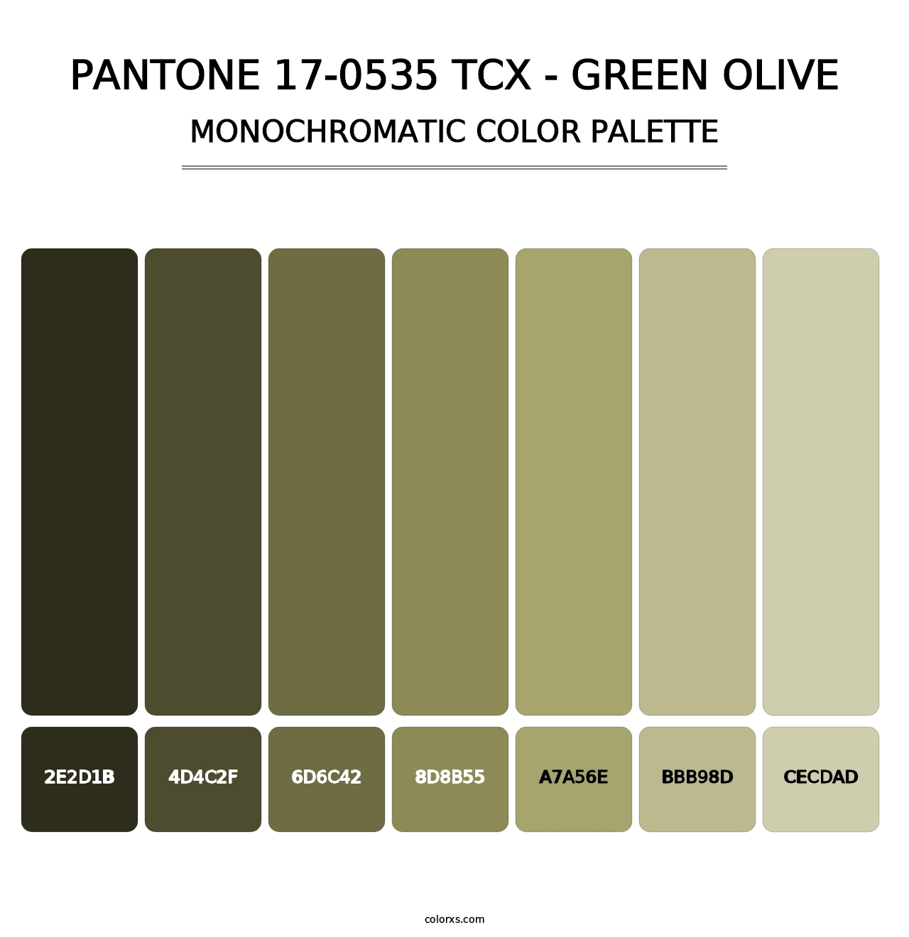 PANTONE 17-0535 TCX - Green Olive - Monochromatic Color Palette