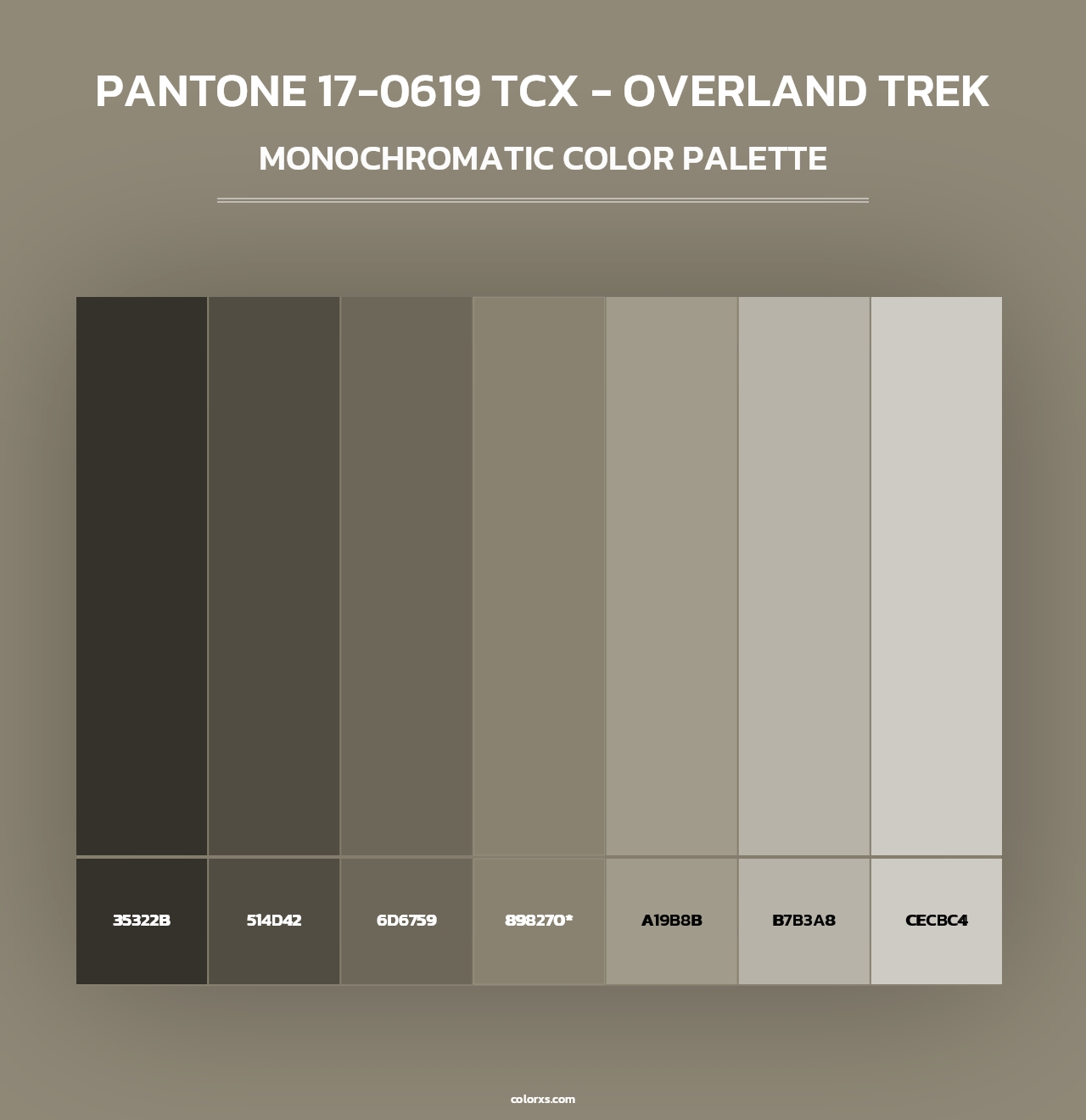 PANTONE 17-0619 TCX - Overland Trek - Monochromatic Color Palette