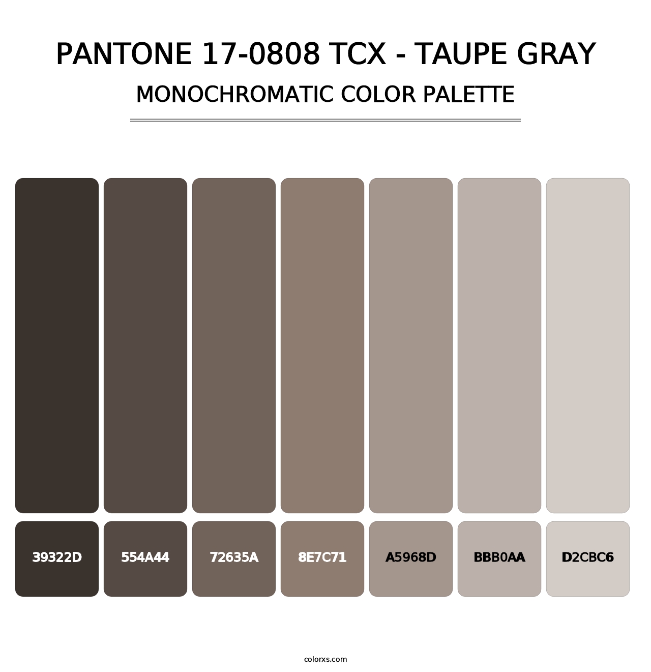 PANTONE 17-0808 TCX - Taupe Gray - Monochromatic Color Palette