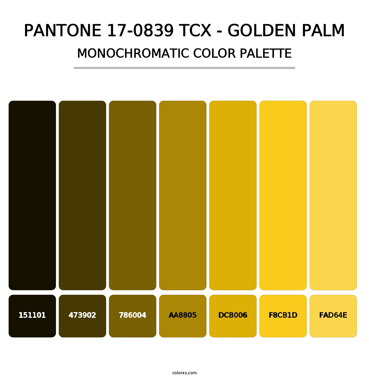 PANTONE 17-0839 TCX - Golden Palm - Monochromatic Color Palette