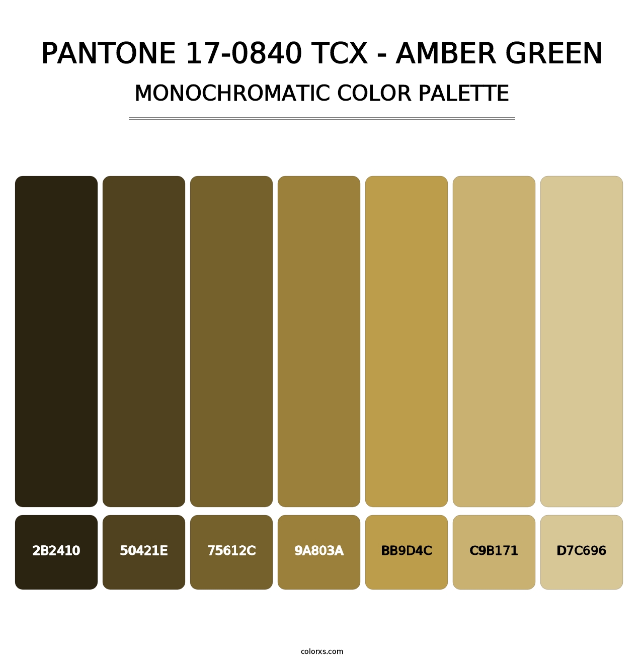 PANTONE 17-0840 TCX - Amber Green - Monochromatic Color Palette