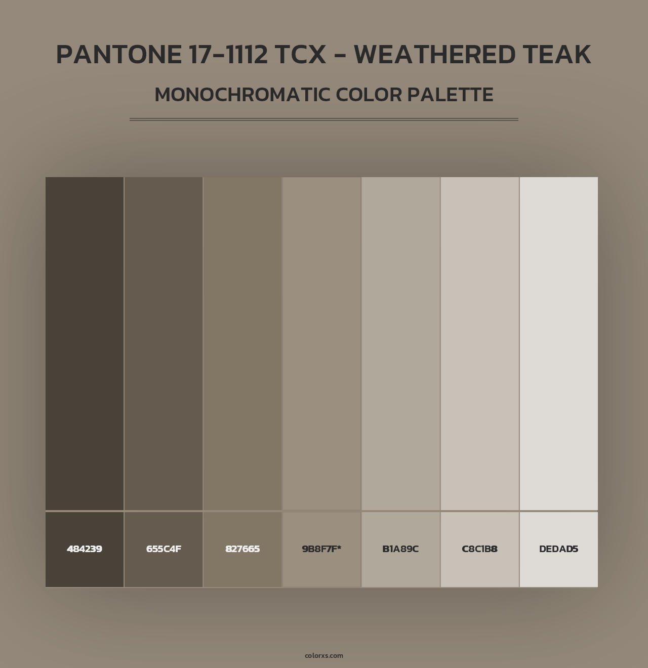 PANTONE 17-1112 TCX - Weathered Teak - Monochromatic Color Palette