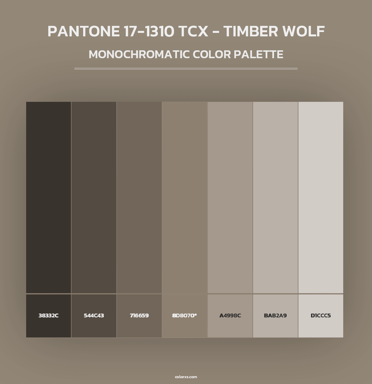 PANTONE 17-1310 TCX - Timber Wolf - Monochromatic Color Palette