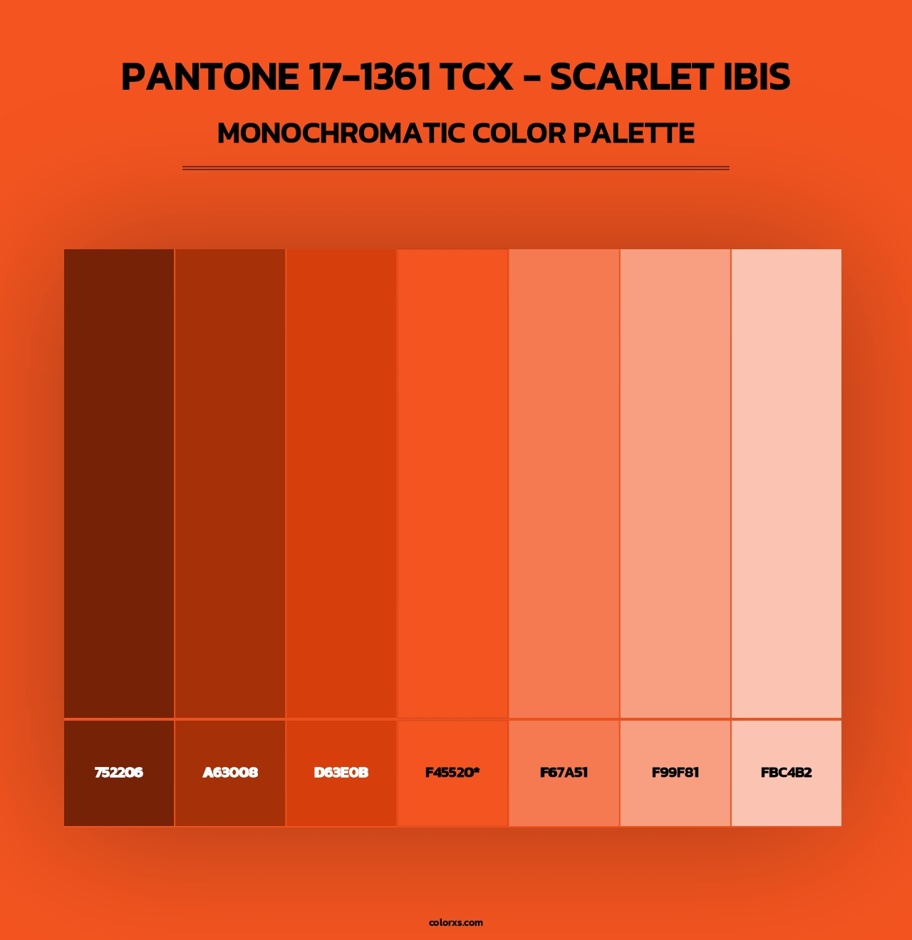 PANTONE 17-1361 TCX - Scarlet Ibis - Monochromatic Color Palette