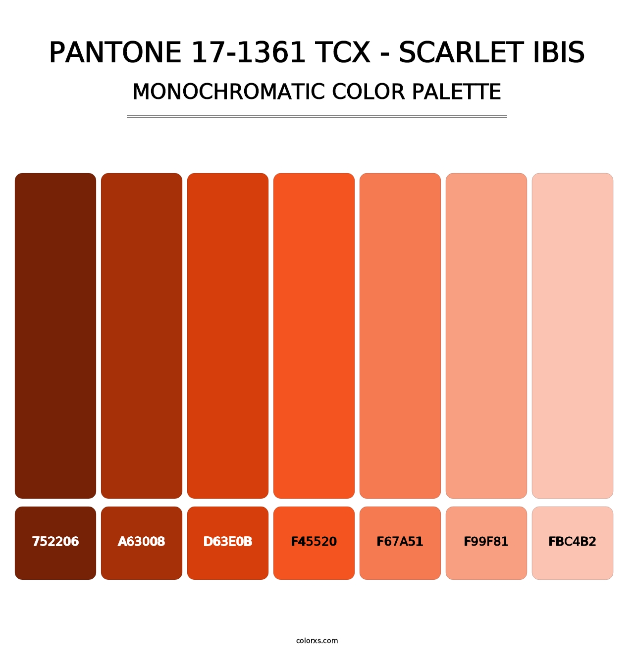 PANTONE 17-1361 TCX - Scarlet Ibis - Monochromatic Color Palette