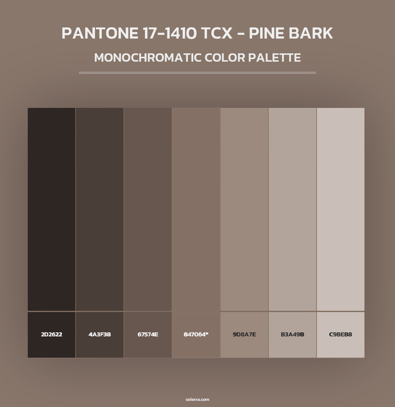 PANTONE 17-1410 TCX - Pine Bark - Monochromatic Color Palette
