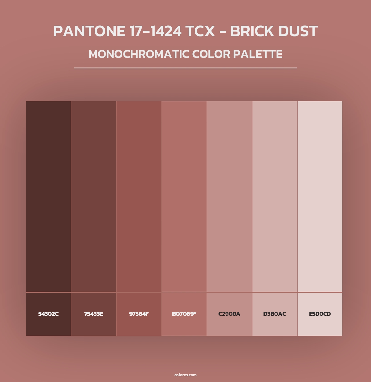 PANTONE 17-1424 TCX - Brick Dust - Monochromatic Color Palette