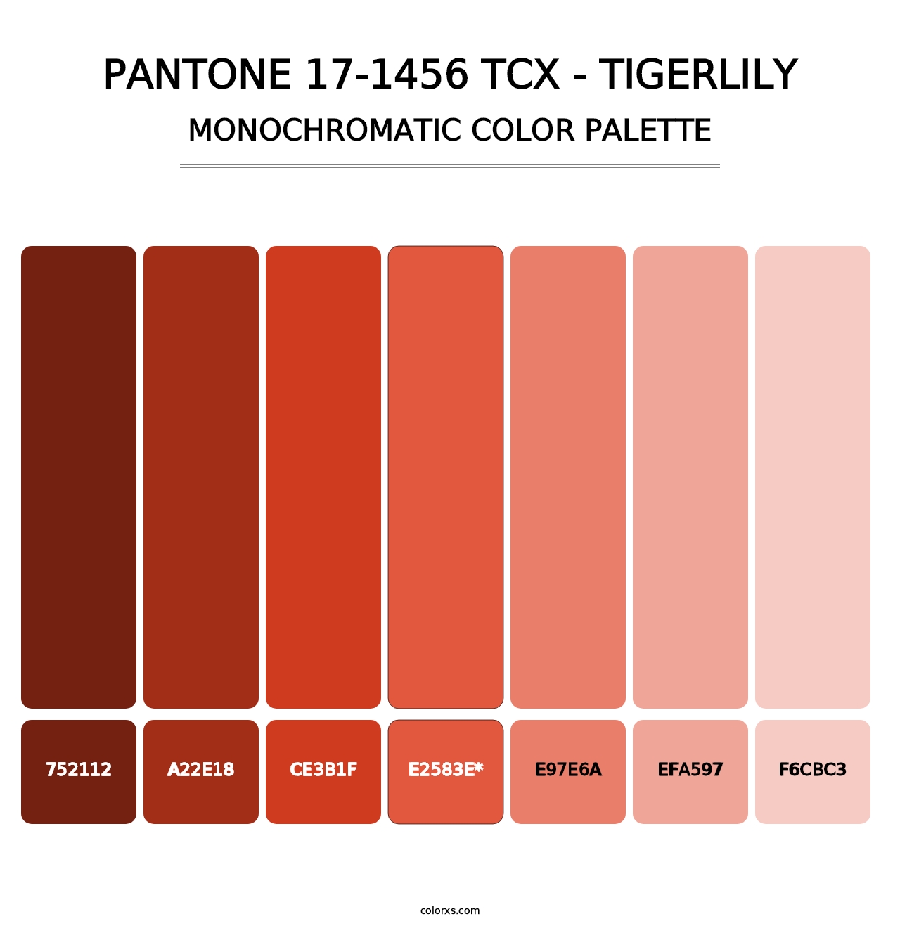 PANTONE 17-1456 TCX - Tigerlily - Monochromatic Color Palette