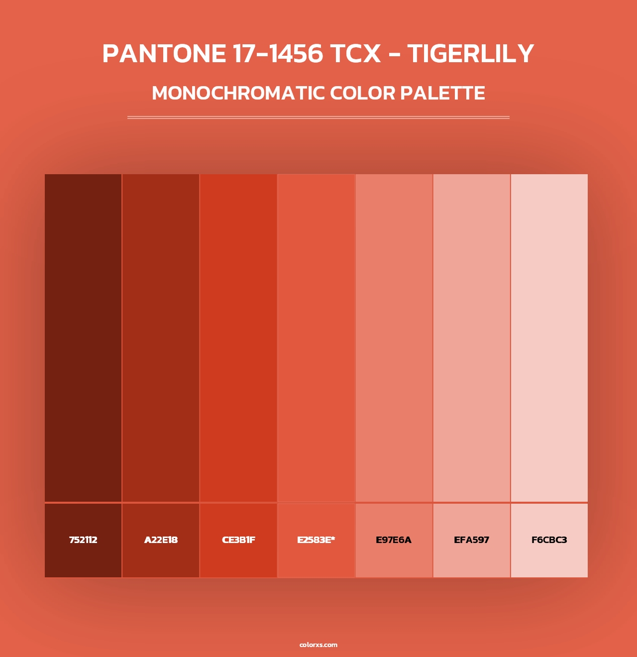 PANTONE 17-1456 TCX - Tigerlily - Monochromatic Color Palette