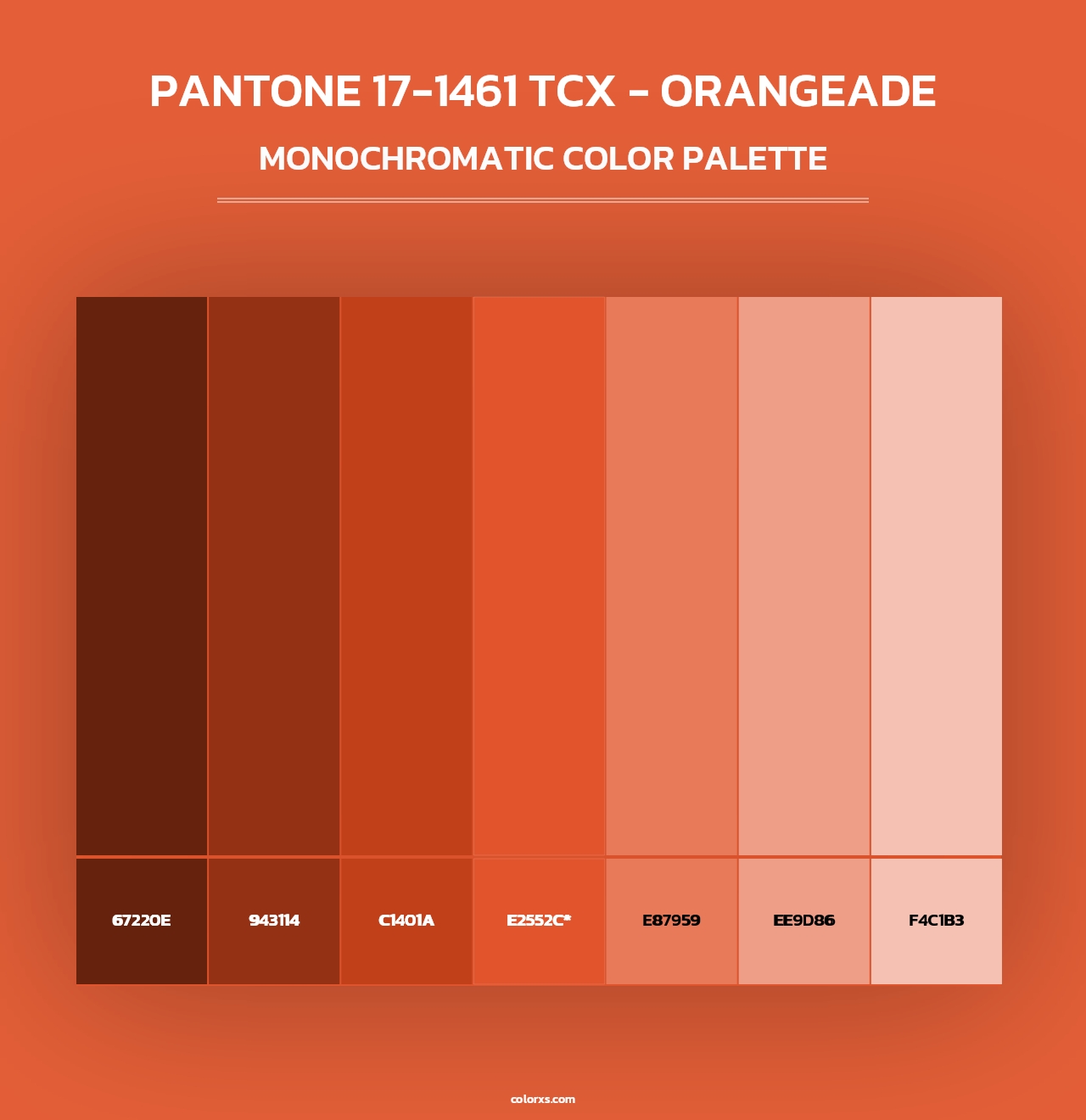 PANTONE 17-1461 TCX - Orangeade - Monochromatic Color Palette