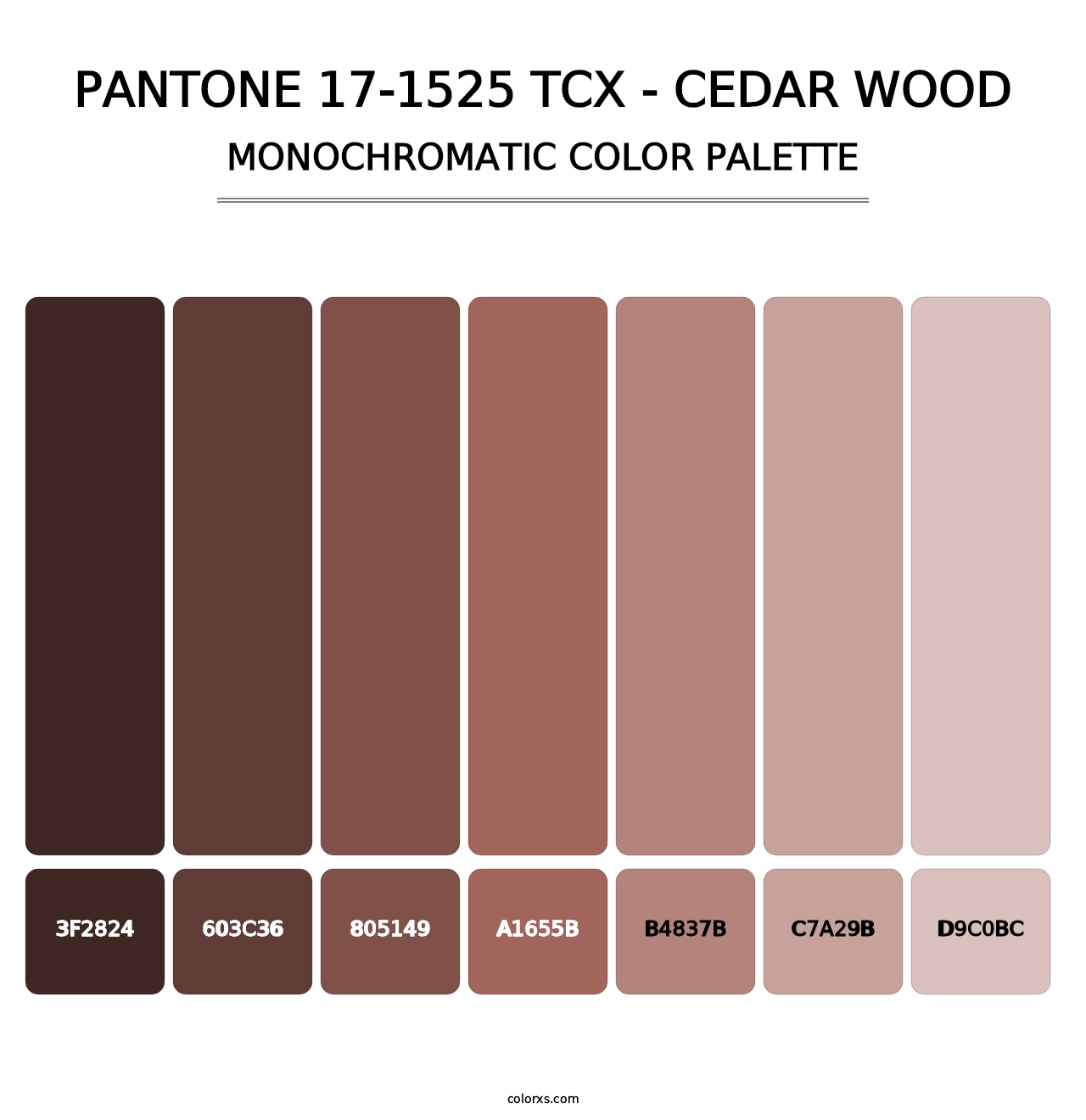 PANTONE 17-1525 TCX - Cedar Wood - Monochromatic Color Palette