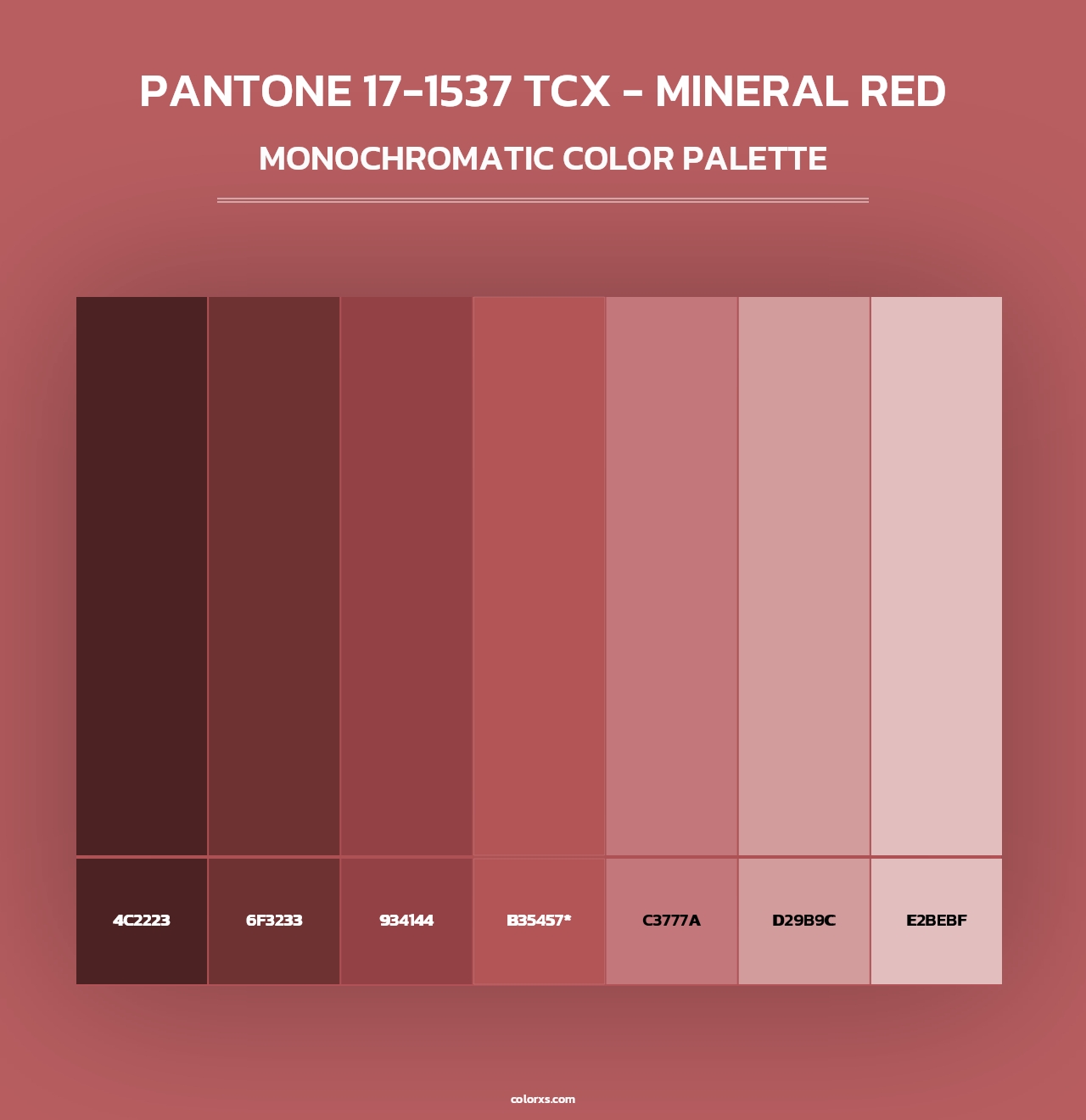 PANTONE 17-1537 TCX - Mineral Red - Monochromatic Color Palette