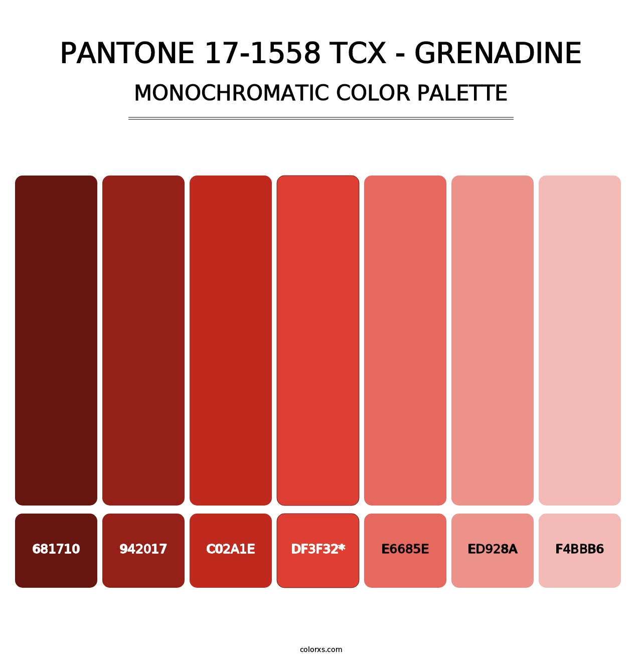 PANTONE 17-1558 TCX - Grenadine - Monochromatic Color Palette