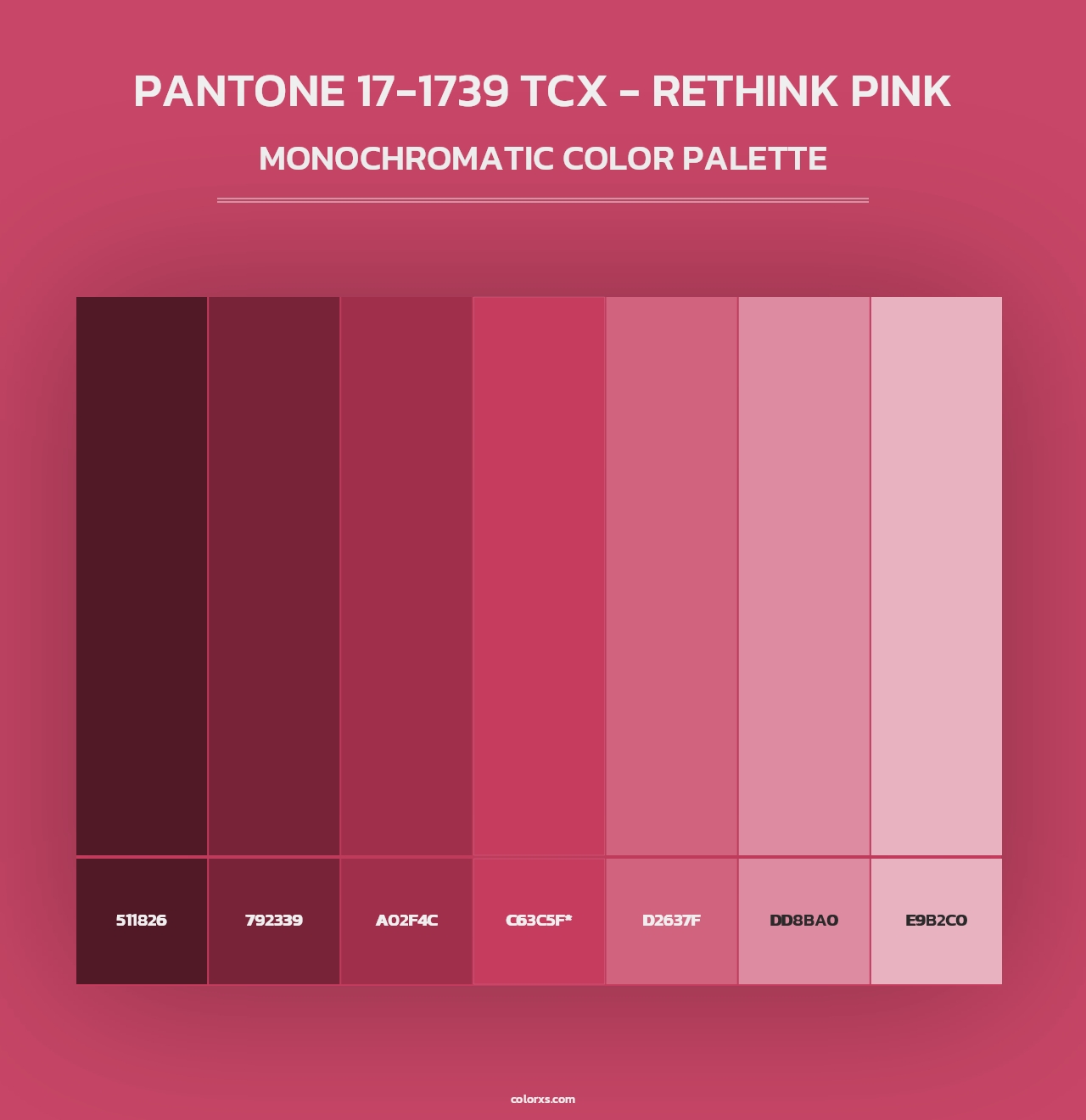 PANTONE 17-1739 TCX - Rethink Pink - Monochromatic Color Palette