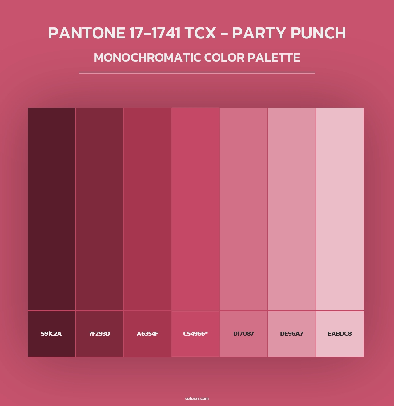 PANTONE 17-1741 TCX - Party Punch - Monochromatic Color Palette