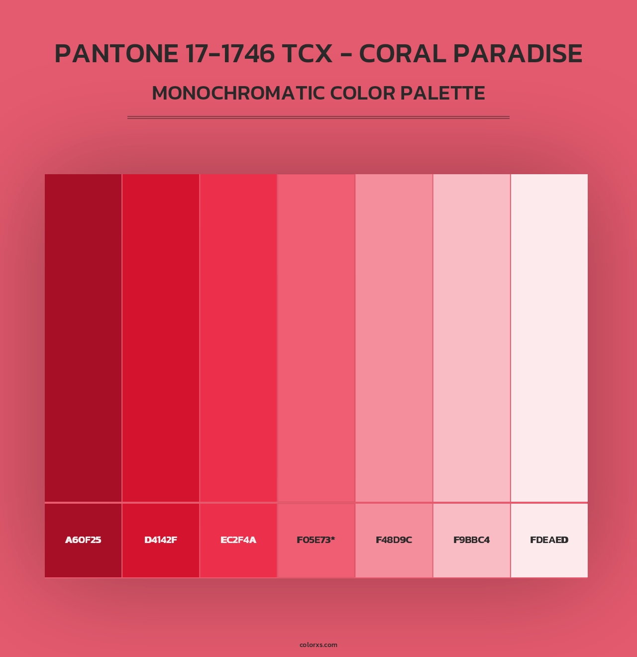 PANTONE 17-1746 TCX - Coral Paradise - Monochromatic Color Palette