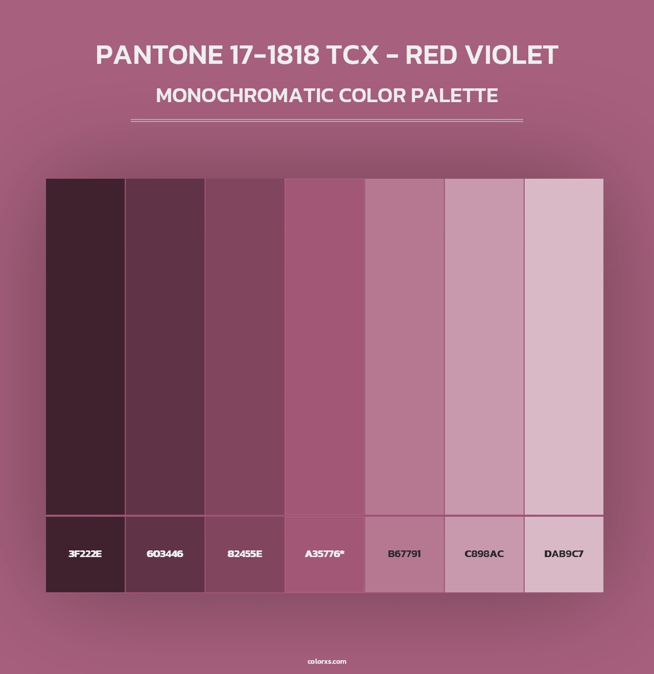 PANTONE 17-1818 TCX - Red Violet - Monochromatic Color Palette
