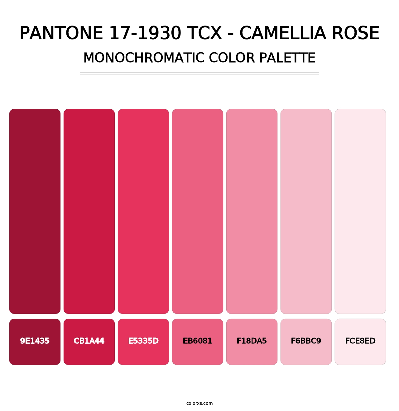 PANTONE 17-1930 TCX - Camellia Rose - Monochromatic Color Palette