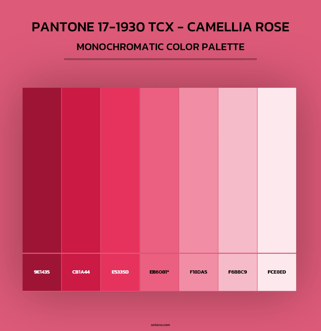 PANTONE 17-1930 TCX - Camellia Rose - Monochromatic Color Palette