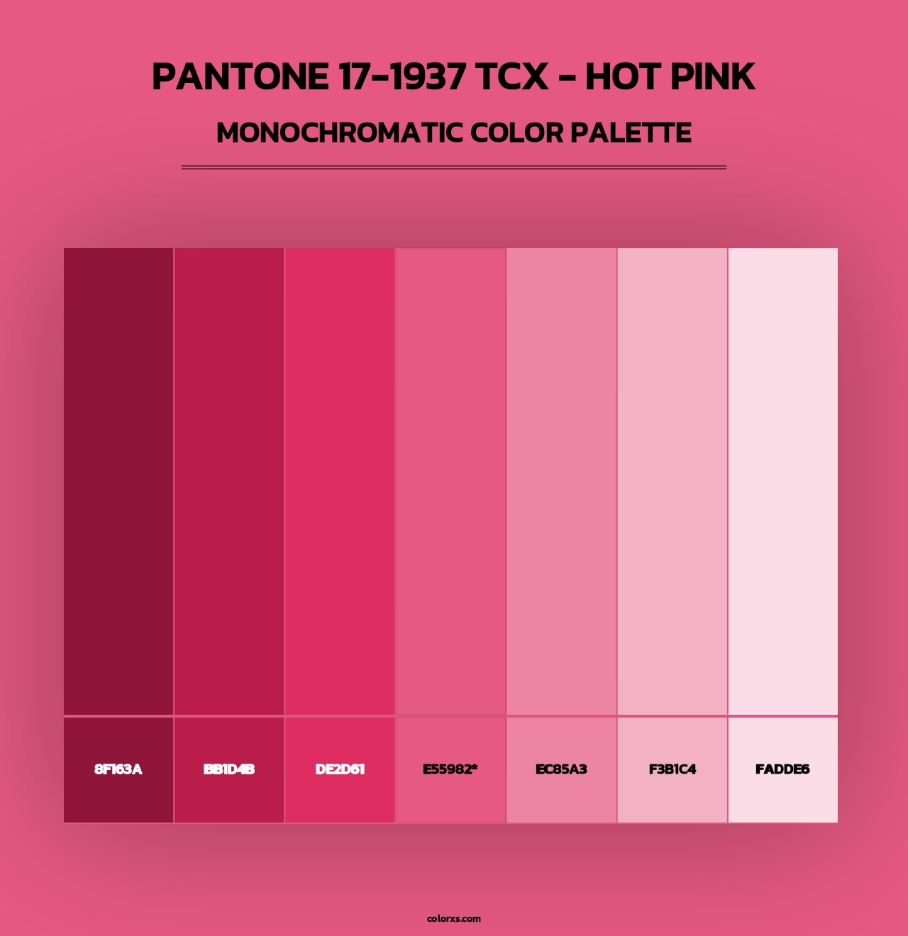 PANTONE 17-1937 TCX - Hot Pink - Monochromatic Color Palette