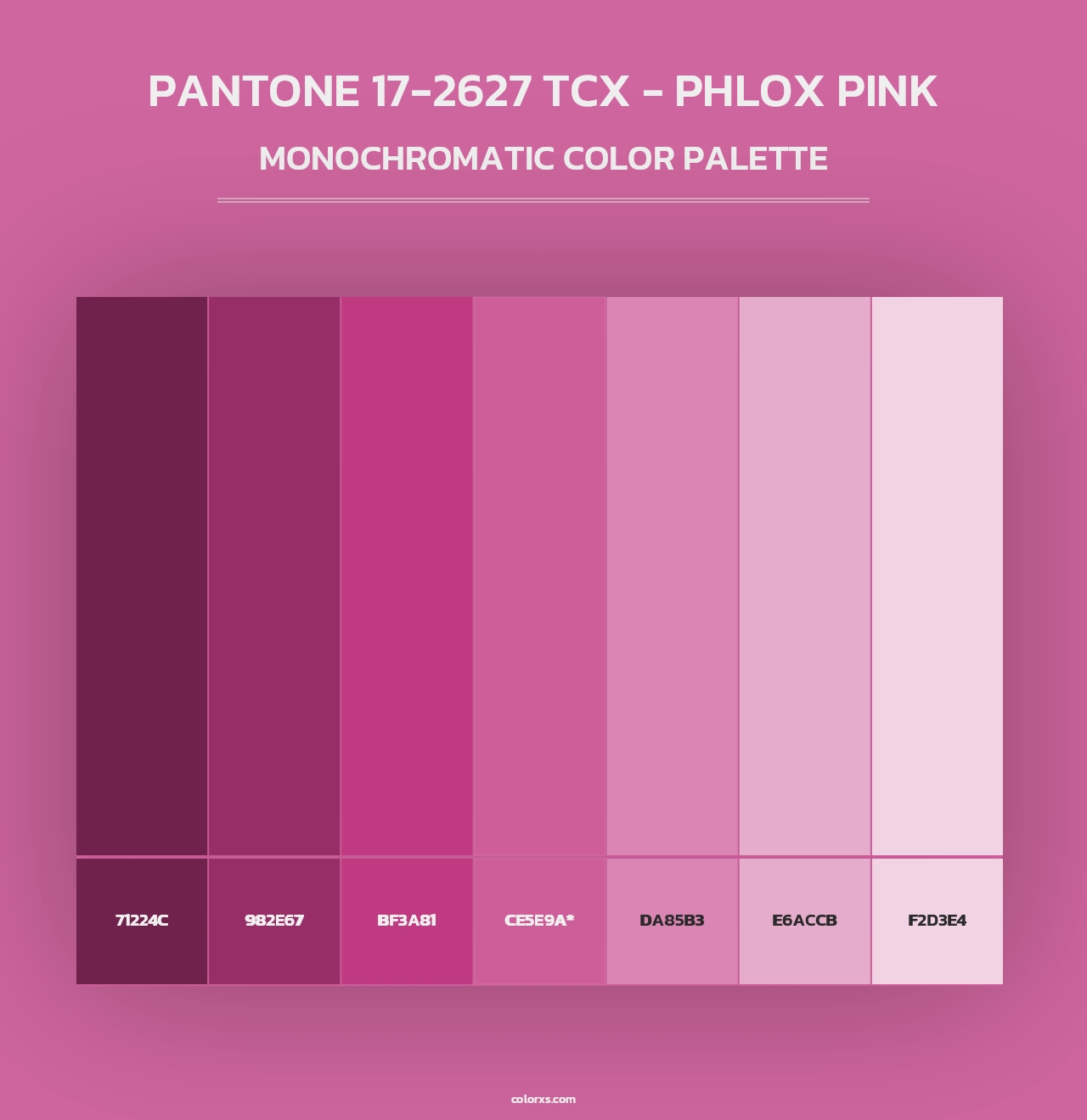 PANTONE 17-2627 TCX - Phlox Pink - Monochromatic Color Palette