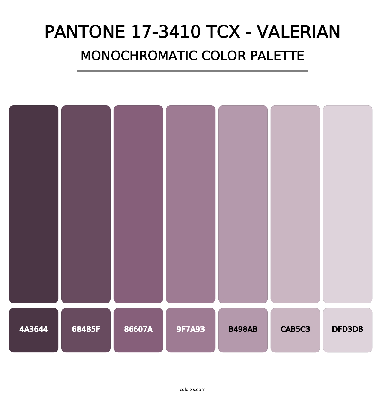 PANTONE 17-3410 TCX - Valerian - Monochromatic Color Palette