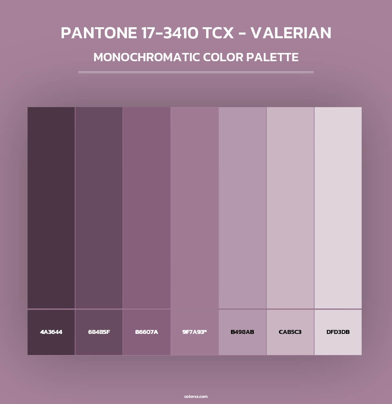 PANTONE 17-3410 TCX - Valerian - Monochromatic Color Palette