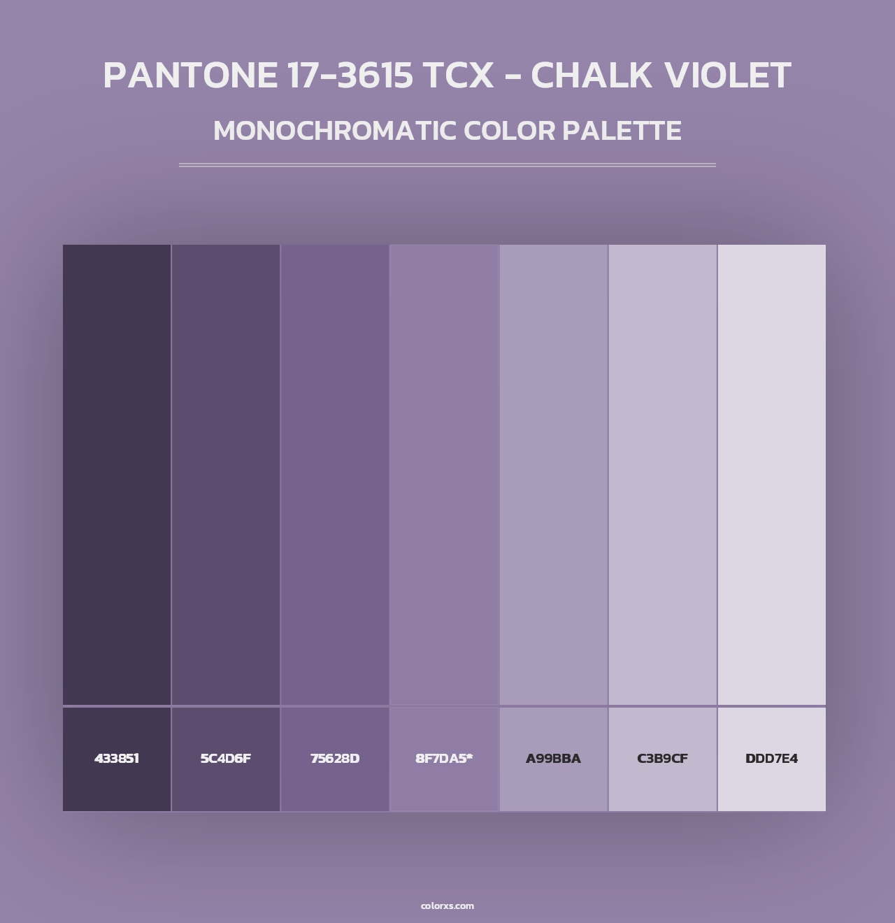 PANTONE 17-3615 TCX - Chalk Violet - Monochromatic Color Palette