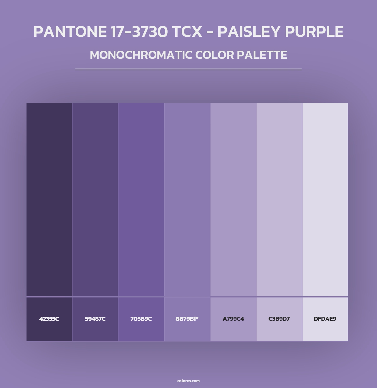 PANTONE 17-3730 TCX - Paisley Purple - Monochromatic Color Palette