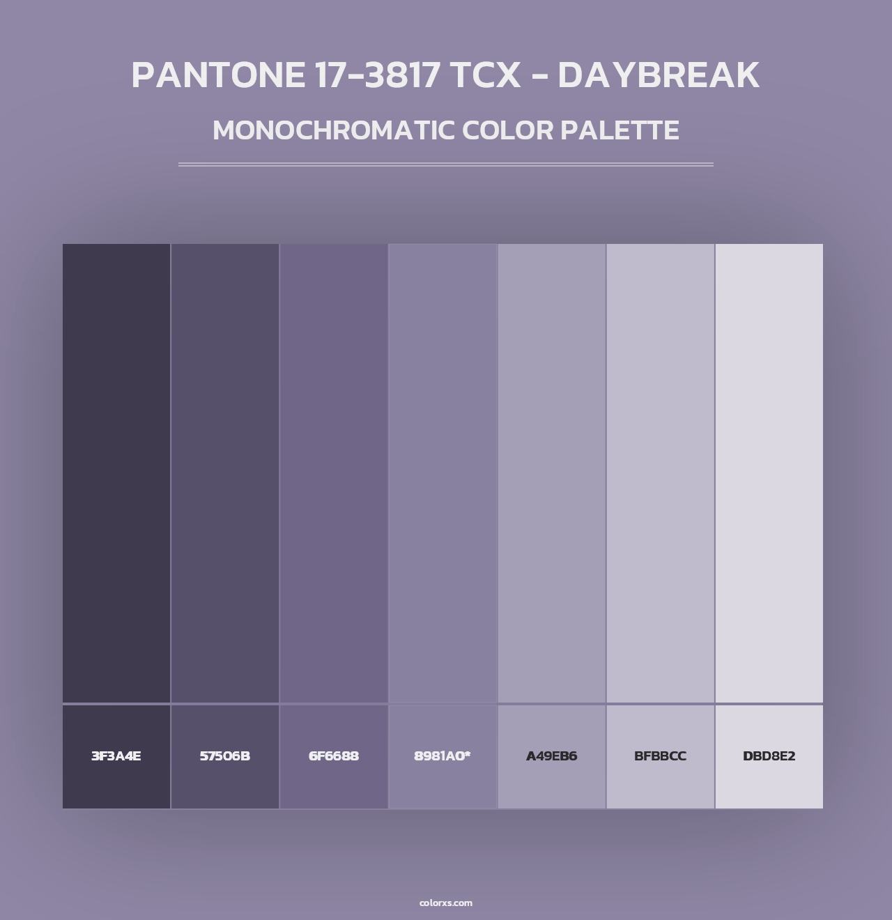 PANTONE 17-3817 TCX - Daybreak - Monochromatic Color Palette