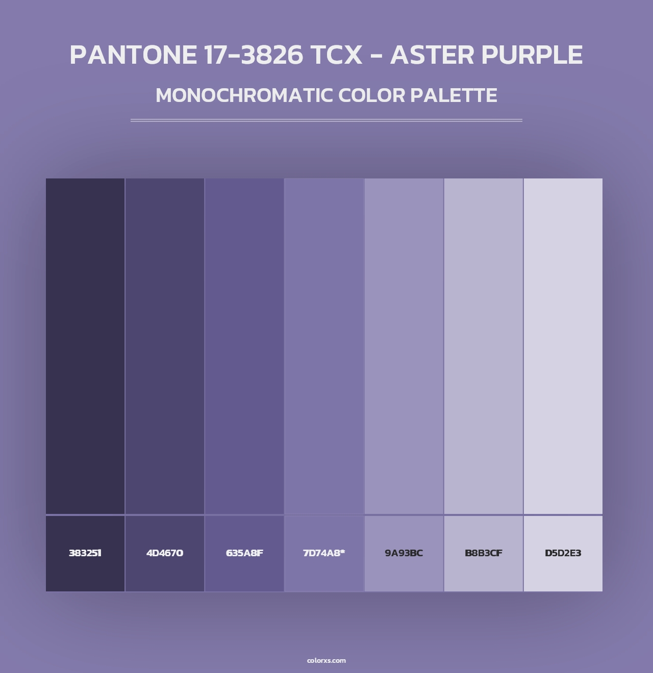 PANTONE 17-3826 TCX - Aster Purple - Monochromatic Color Palette
