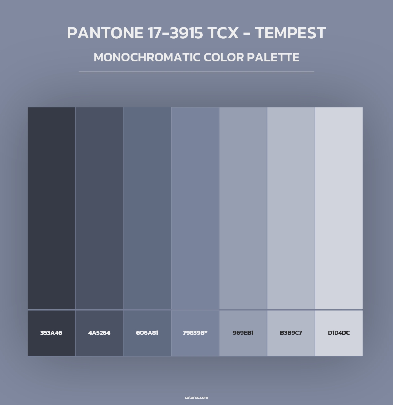 PANTONE 17-3915 TCX - Tempest - Monochromatic Color Palette