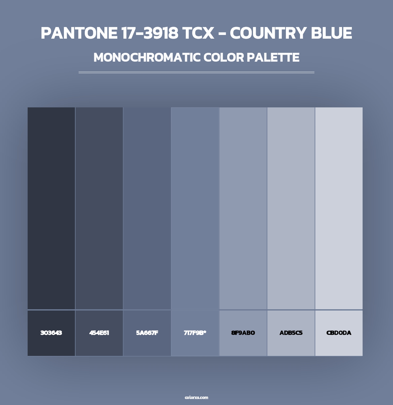 PANTONE 17-3918 TCX - Country Blue - Monochromatic Color Palette