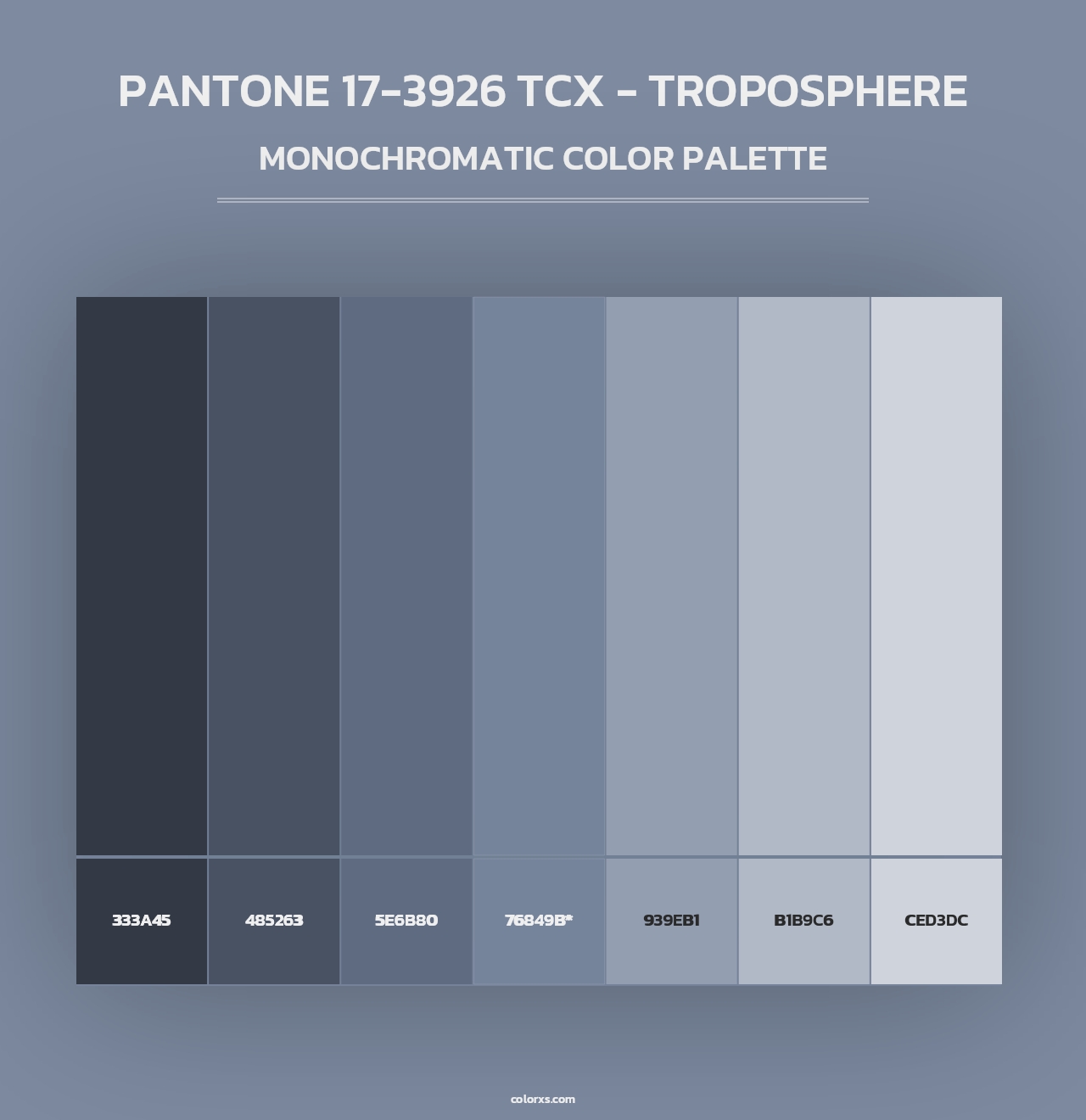 PANTONE 17-3926 TCX - Troposphere - Monochromatic Color Palette