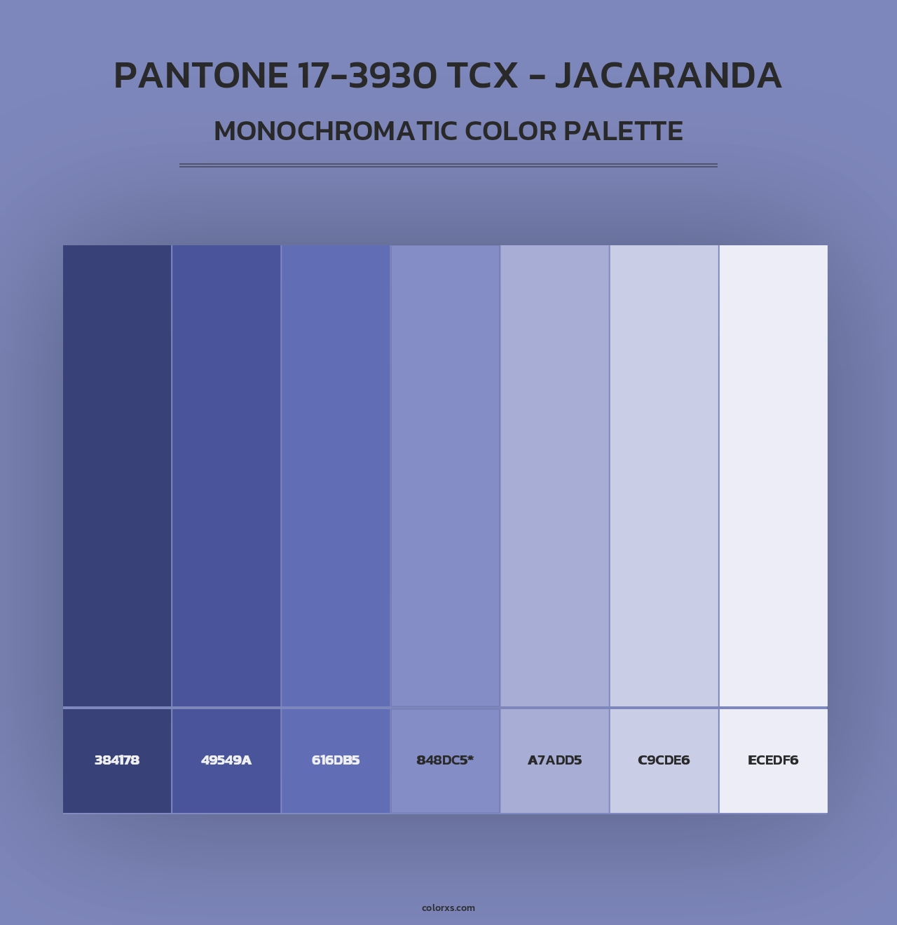 PANTONE 17-3930 TCX - Jacaranda - Monochromatic Color Palette