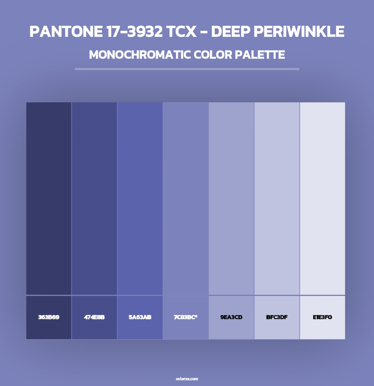 PANTONE 17-3932 TCX - Deep Periwinkle - Monochromatic Color Palette