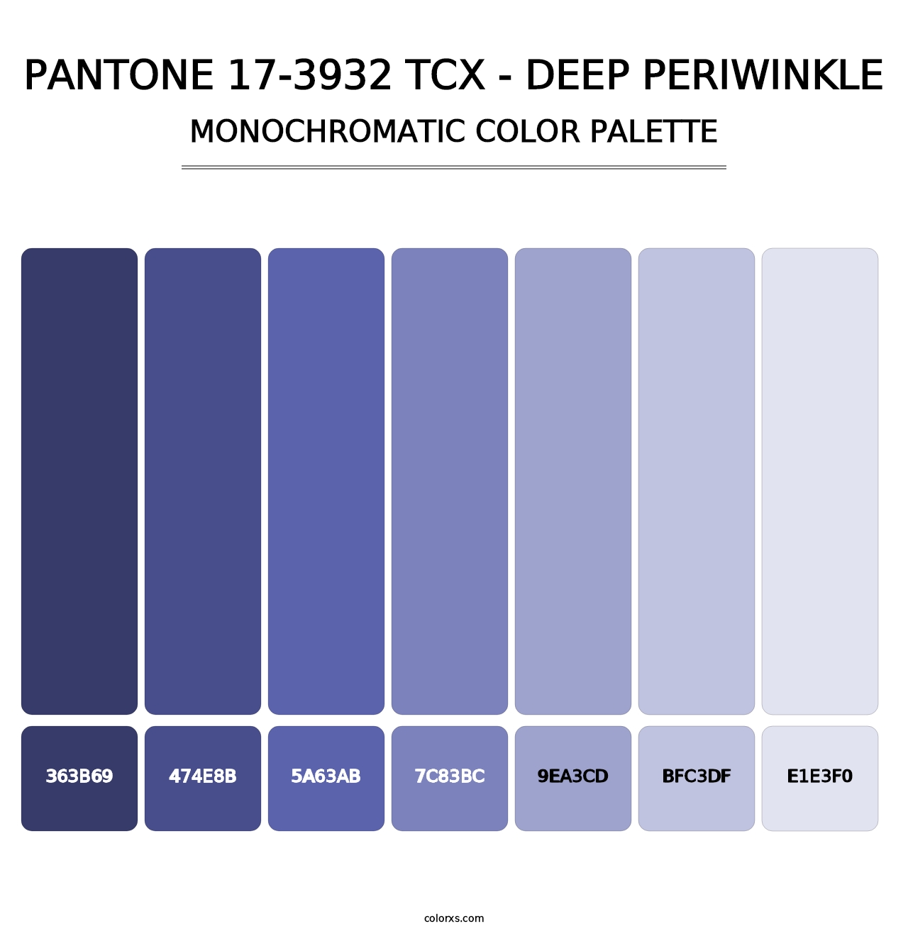 PANTONE 17-3932 TCX - Deep Periwinkle - Monochromatic Color Palette