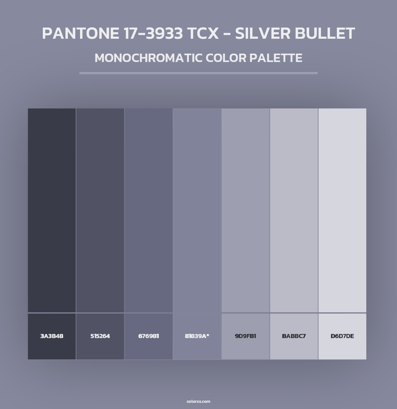 PANTONE 17-3933 TCX - Silver Bullet - Monochromatic Color Palette