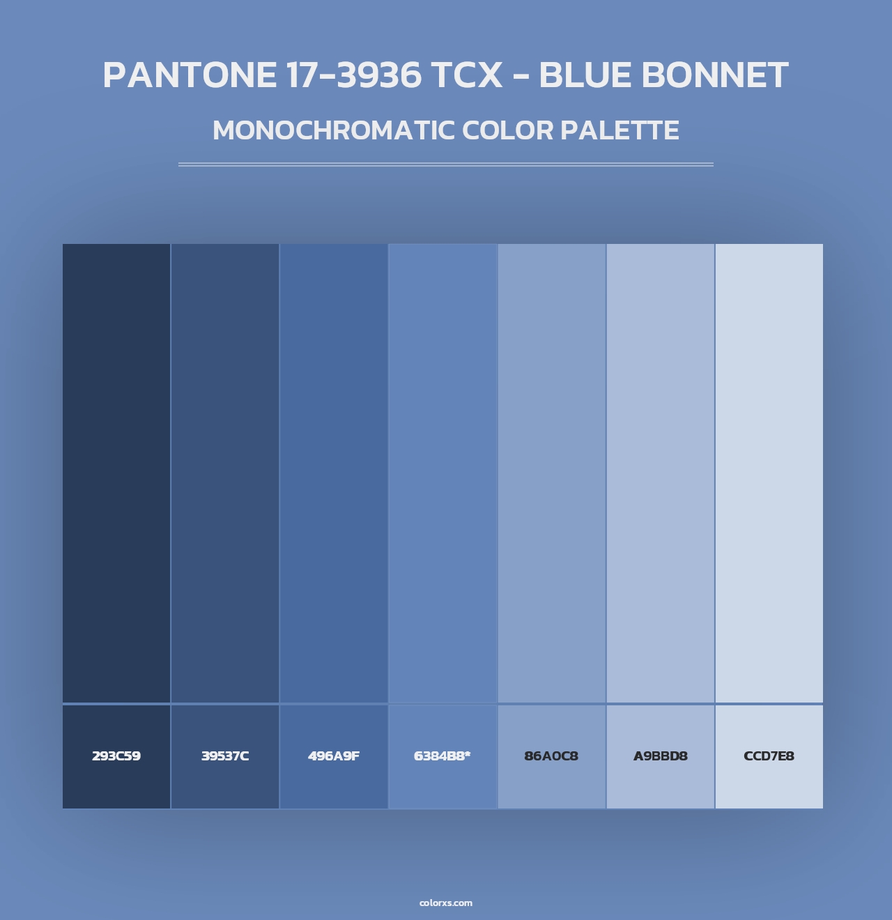PANTONE 17-3936 TCX - Blue Bonnet - Monochromatic Color Palette